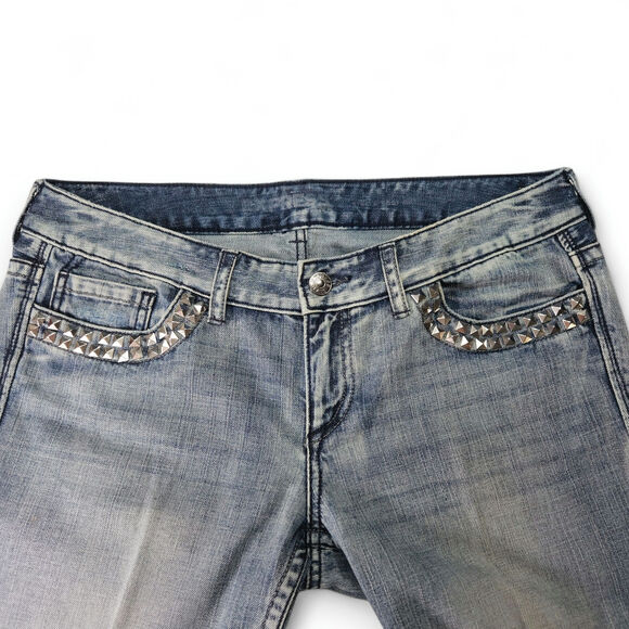 EUC Express Stella Bootcut Jeans Sz. 12 Studded Distressed Low Rise Y2K Grunge - Picture 6 of 12